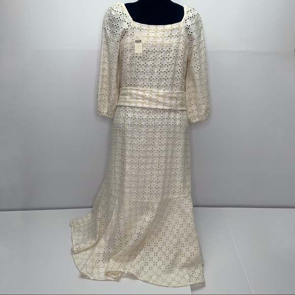 Maeve Dress Size 6 NWT Anthropologie Cream Eyelet Belt Midi - Picture 7 of 8